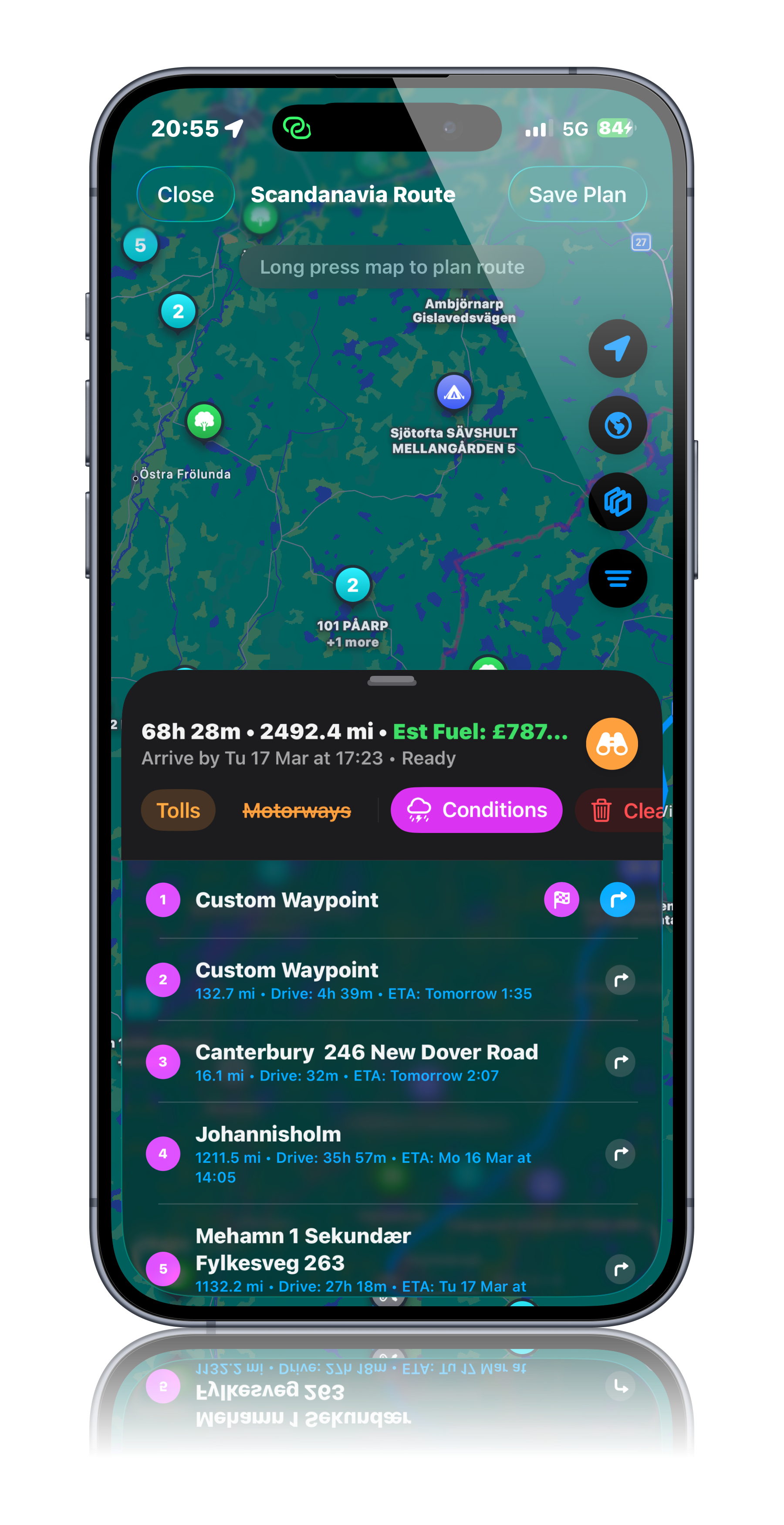 Trip planner screen